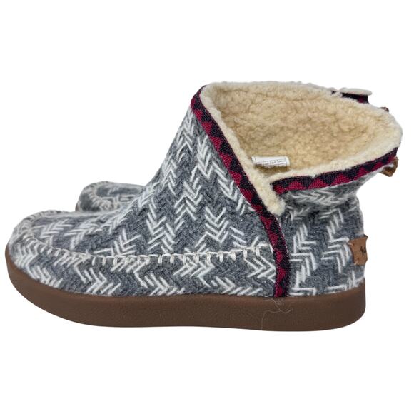 Sanuk Nice Bootah Ankle Boots Womens 5 Faux Shearling Lined Gray Arrowooly Boho - Picture 2 of 11
